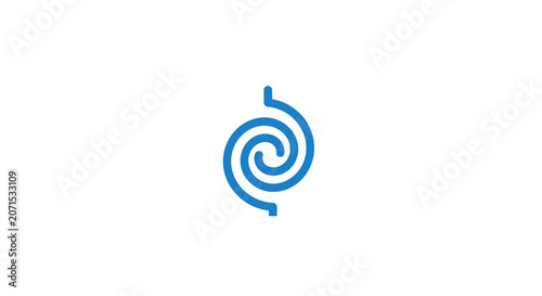 A simple blue spiral icon isolated on a clean white background