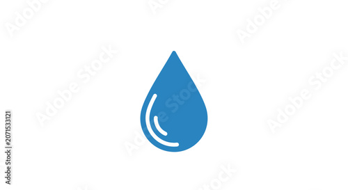 A simple blue water drop icon isolated on a clean white background