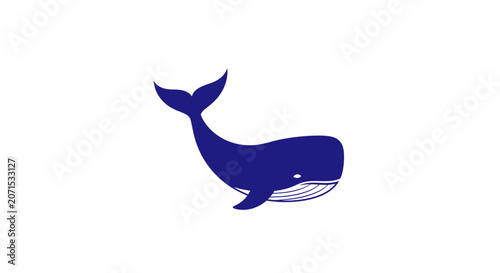 A simple blue whale illustration isolated on a clean white background