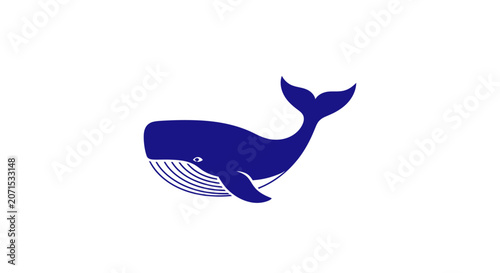 A simple blue whale illustration isolated on a clean white background