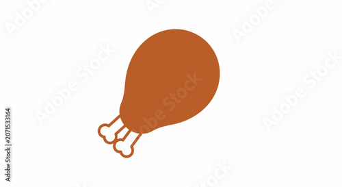 A simple brown icon of a cooked poultry leg on a white background