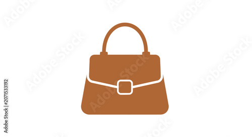 A simple brown icon representing a classic leather handbag accessory