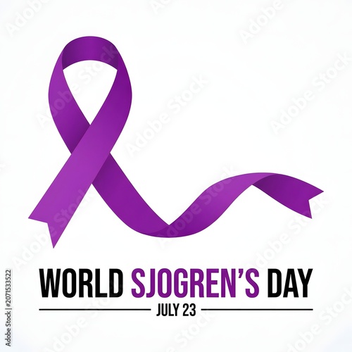 World sjogren's day awareness purple ribbon symbol