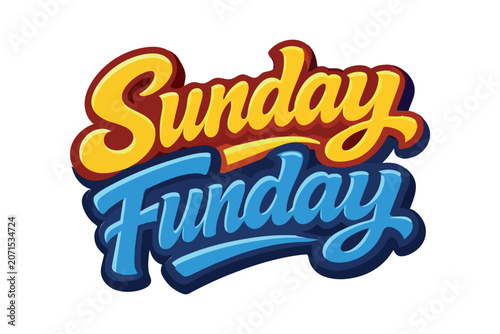 Sunday funday bold typography concept with playful lettering design typography lettering colorful celebration positive creative template