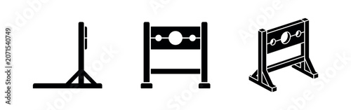 Konstfotografi Medieval Stocks Punishment Device Icons Set