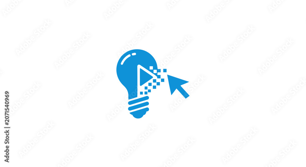 Fototapeta premium Blue light bulb with cursor.