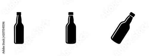 Canvastavla Three black icons of beer bottles, showing variations in shape and orientation