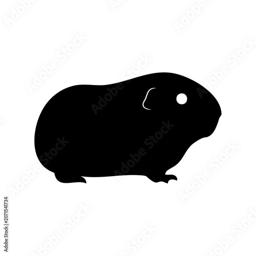 Tableau sur toile Black Silhouette Guinea Pig Vector Icon, Simple Rodent Graphic, Adorable Pet Ill