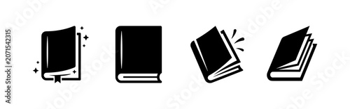 Fotografie Four book icons in black silhouette on a white background