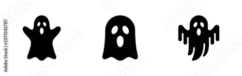 Φωτογραφία Three black silhouette icons of ghosts with different expressions