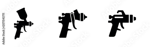 Bild auf Leinwand Three Spray Gun Icons, Isolated on White Background