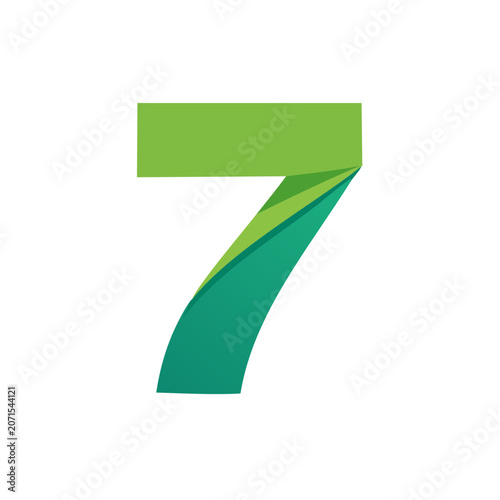 Green flat design number seven vector