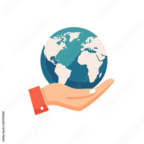 Hand holding the Earth globe vector illustration