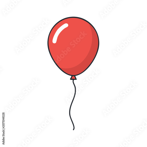 Red balloon with string vector illustration