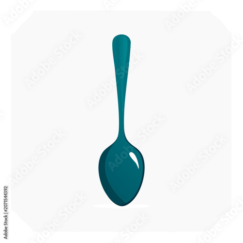 Teal Spoon Flat Vector Illustration