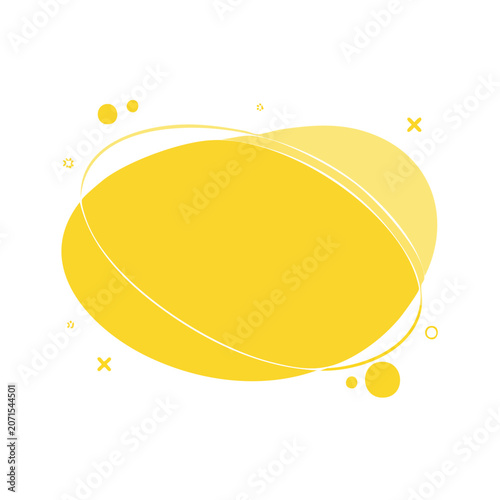 Abstract yellow blob with scattered dots and crosses vector