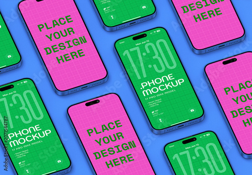 Isometric Phone Mockup Isolated On Editable Background