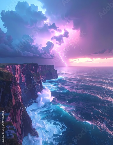A dramatic seascape with stormy weather and cliffs (10)