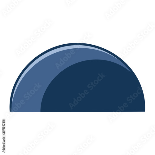 Flat semicircle vector shape in blue and navy