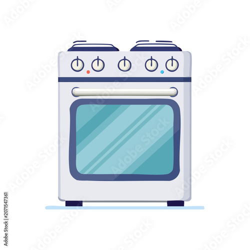 Flat vector illustration of a kitchen stove with oven