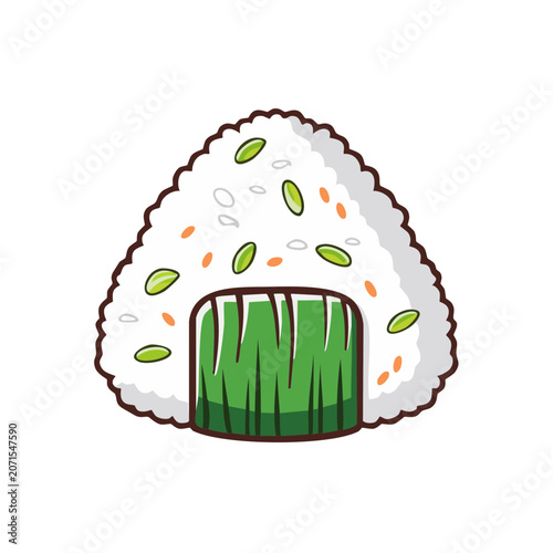 Onigiri with Nori and Green Onion Vector Illustration
