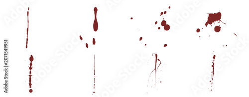 Bild auf Leinwand Crime Scene Blood Drops and Splashes Set, Isolated Transparent PNG Elements