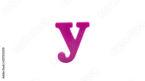Isolated purple lowercase letter y on white background.