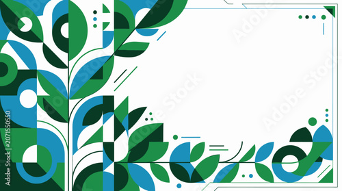 Green VOLK pattern illustration features leaves and shapes on white
