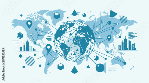 Global VOLK connections map with various symbols and icons