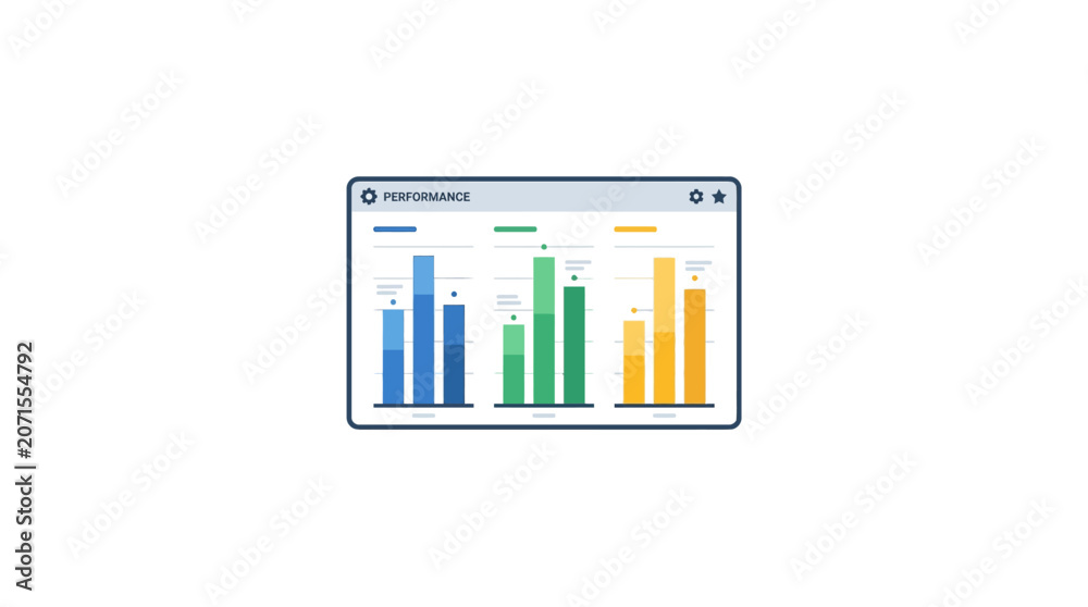 Obraz premium Colorful bar chart on computer screen.