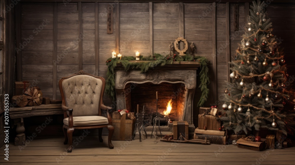 Obraz premium Warm festive decor in a rustic setting