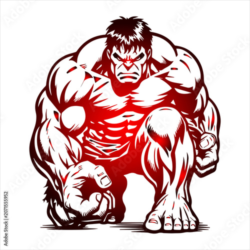 Angry muscular red monster mascot illustration for t shirt design
