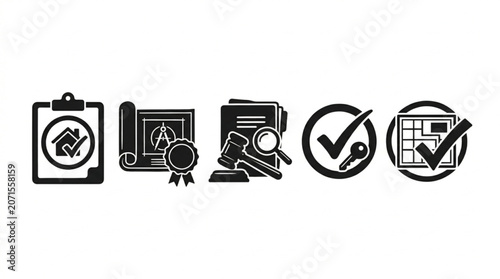 Business icons for quality control process.