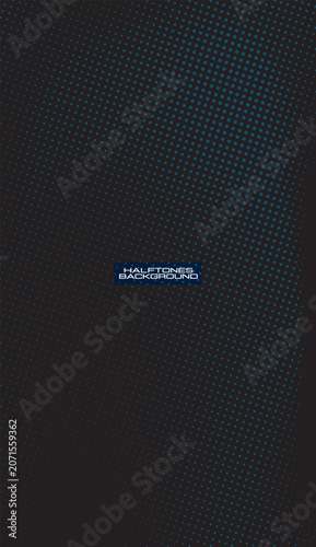 Abstract Dark Halftone Dot Pattern Background with Blue Gradient Glow