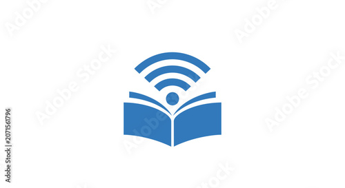 A blue icon representing digital learning and wireless internet connectivity
