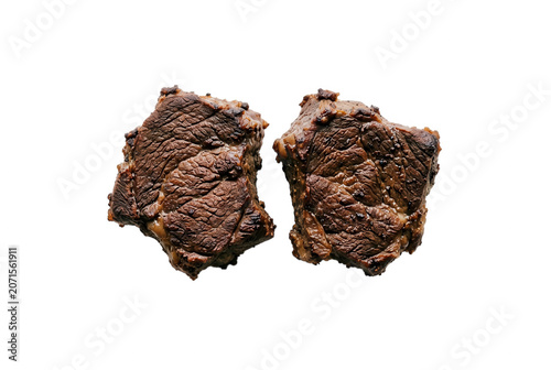 Two Seared Beef Steaks Isolated Transparent Background