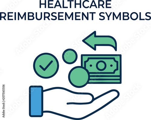 Healthcare Reimbursement Symbols, Money Refund and Insurance Payment Concept Flat Vector Illustration