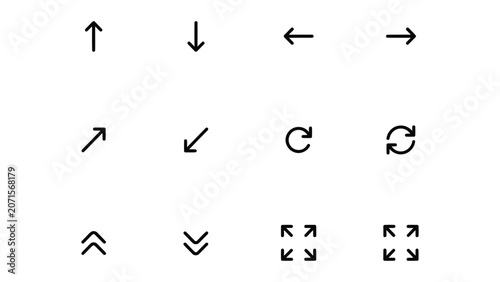 Black arrows on white background for navigation and direction  simple icons