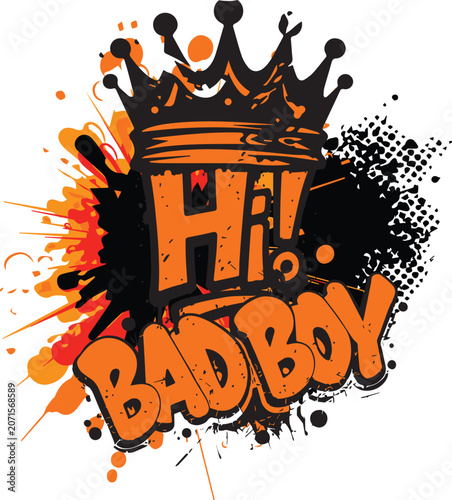 PrintHi Bad Boy typography t shirt design template with orange splash background