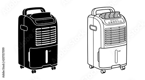 Konstfotografi Portable air conditioner silhouette on a white background