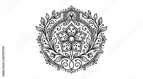 Intricate floral mandala design element.