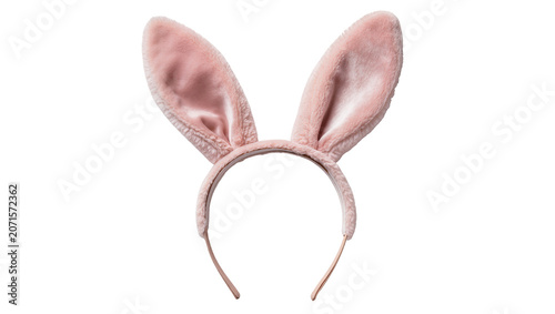 Foto Plush pink bunny ears headband, isolated on transparent background