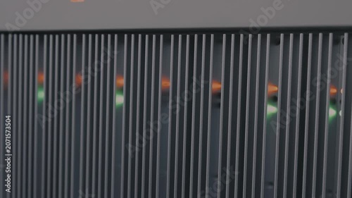 AI Computer working in data center. Information Network infrastructure. Cloud computing. Digital Information communication technology. Data transmission. Internet connectivity concept.