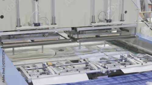 Industry machine working, Plastic bag shopping bag production machine, Factory machine working. Manufacturing system, Industrial automation, Production line.