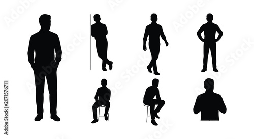 Obraz na płótnie Line drawing of people in various poses on a white background