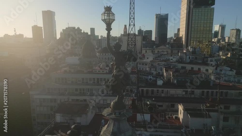 City view with statue and buildings in Buenos Aires during the day