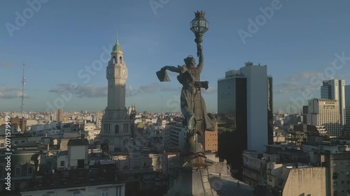 View from the top of the city building with landmarks in Buenos Aires