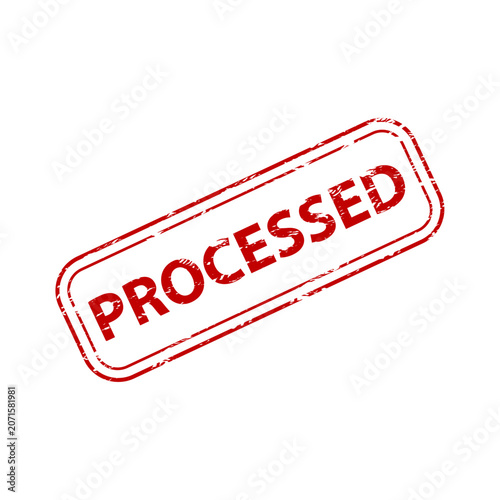 Red processed vector illustration with distressed diagonal stamp on white background