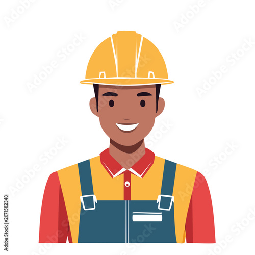 Flat illustration of a construction worker in safety gear