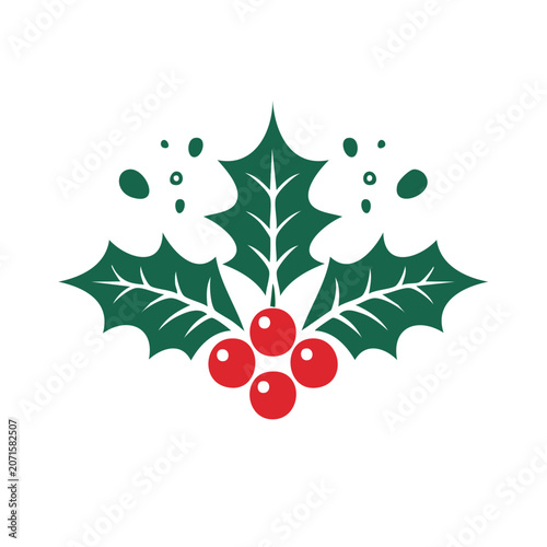 Holly leaf and berries vector illustration